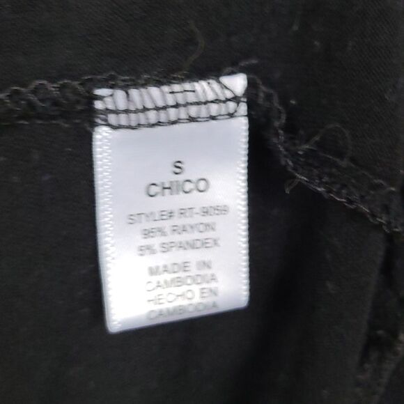 Zenana Black Short Sleeve Pocket Tee Layered Look Lacy Mesh Hem Small Stretchy - Picture 5 of 6